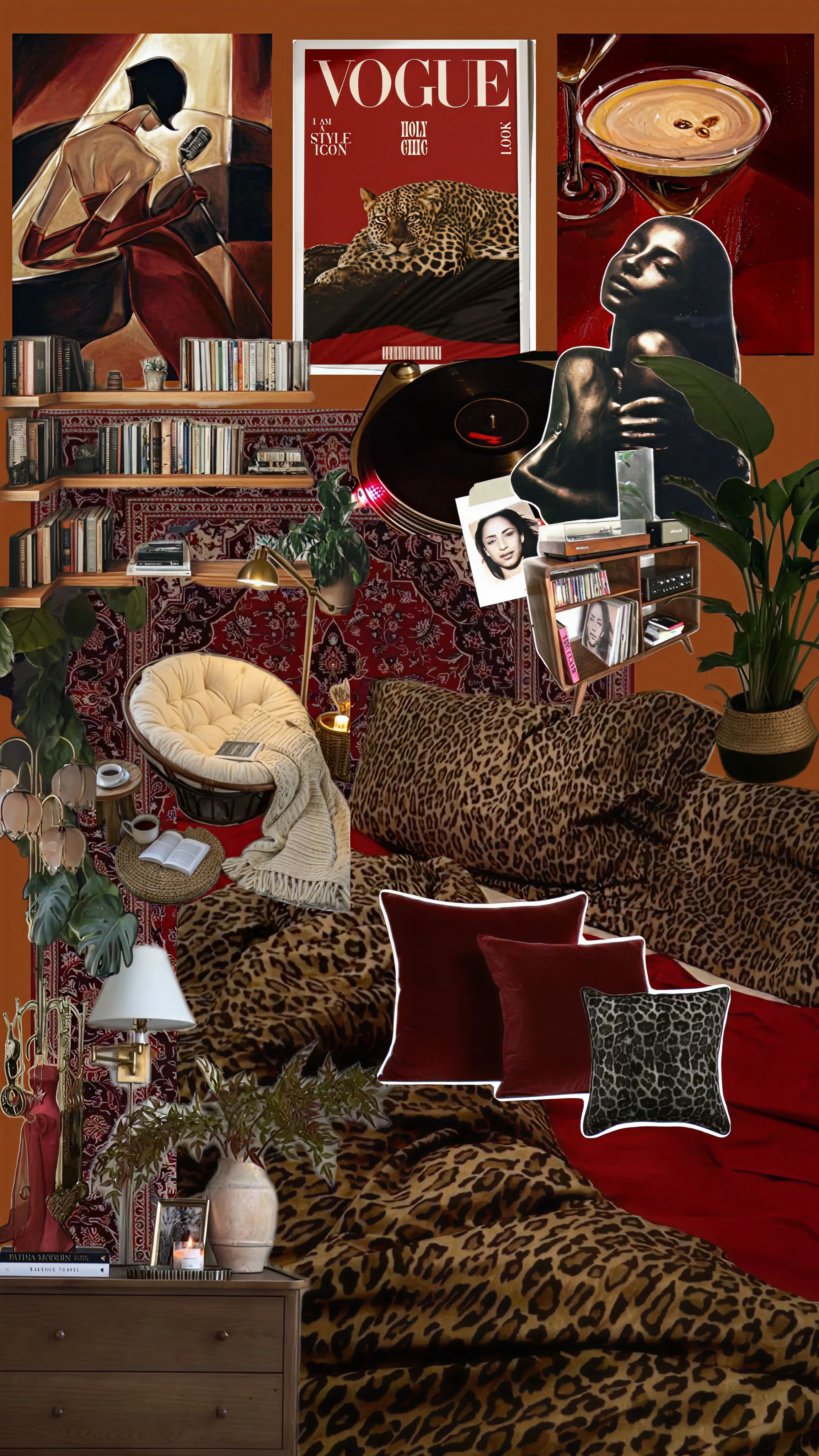 A House of Martha interior styled with gold jewellery and patterned textiles